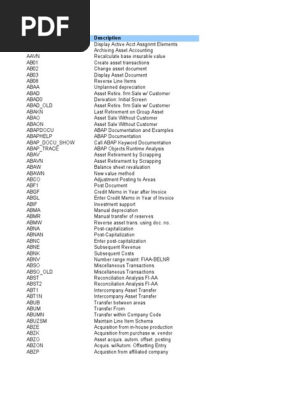 Zhr99 Tcode Description ccobj Display Active Acct Assgnmt Elements rc Archiving Asset Pdfdrive Com Pdf