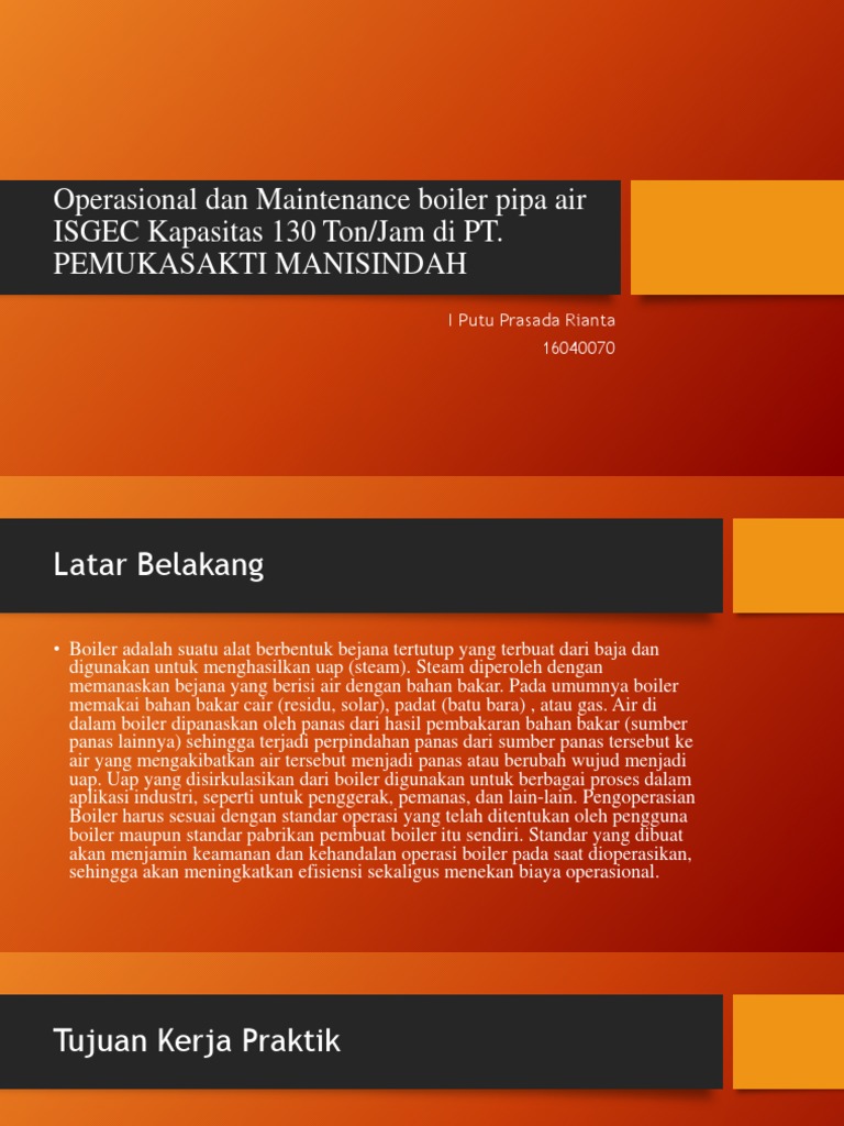 Operasional dan Pemeliharaan Boiler 130 Ton | PDF