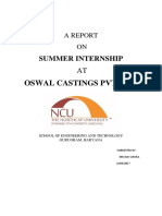 Internship Report on Summer Training at Oswal Castings Pvt. Ltd