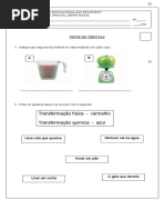 TESTE 3 ANO ciências