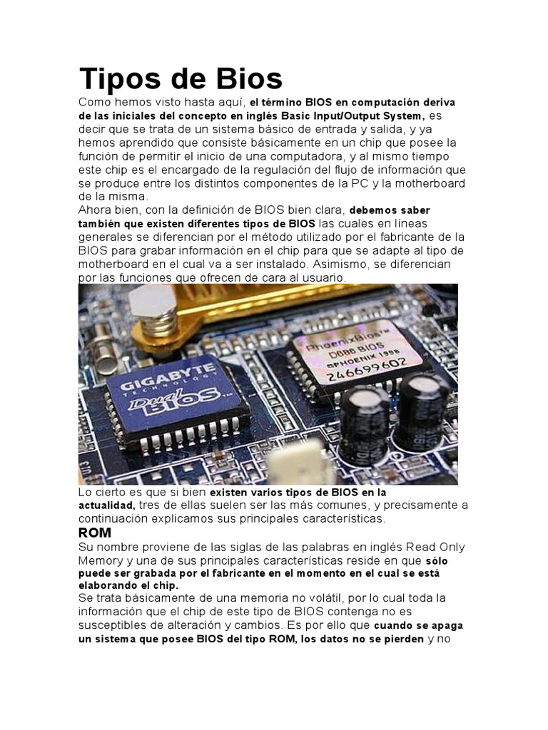 Tipos Clases de Bios | PDF | Bios | Memoria de sólo lectura