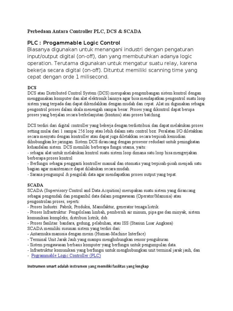 Perbedaan Scada PLC Dcs | PDF