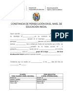 Constancia de Persecución en El Nivel de Educación Inicial