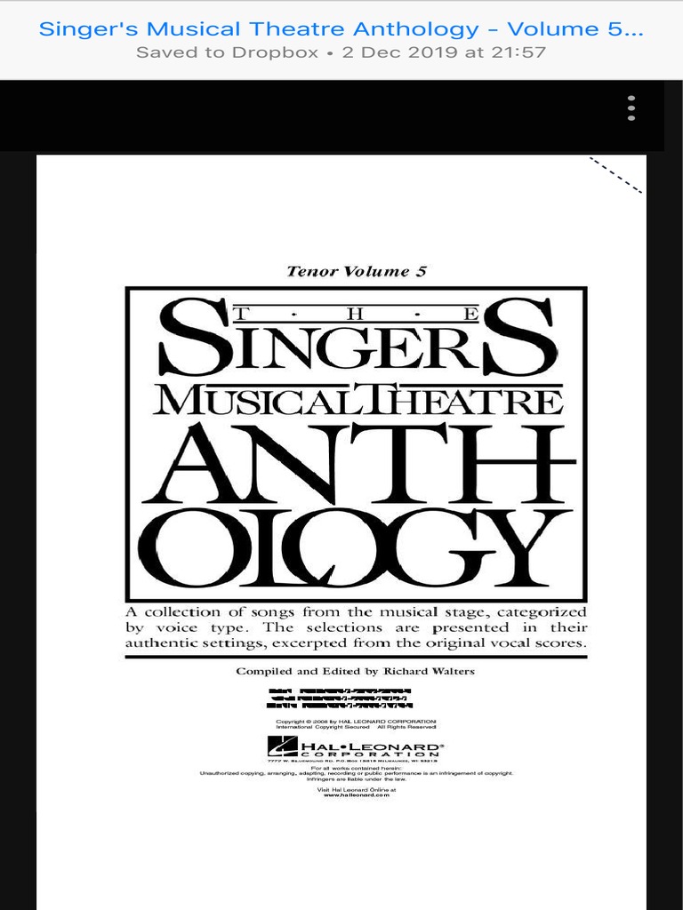 Antologia Del Teatro Musicale Per Cantanti - Volume 5, Libro Per Mezzosoprano/Belter