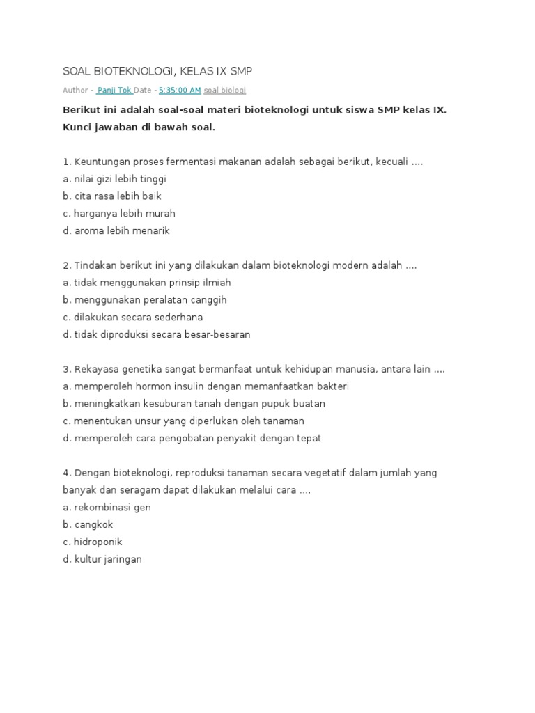 Soal Bioteknologi Docx