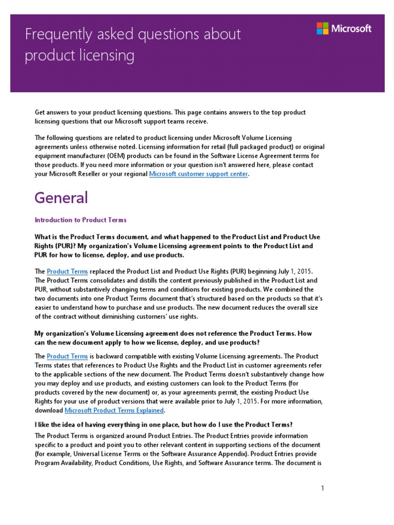 FAQs Product Licensing PDF | PDF | Remote Desktop Services | Desktop ...