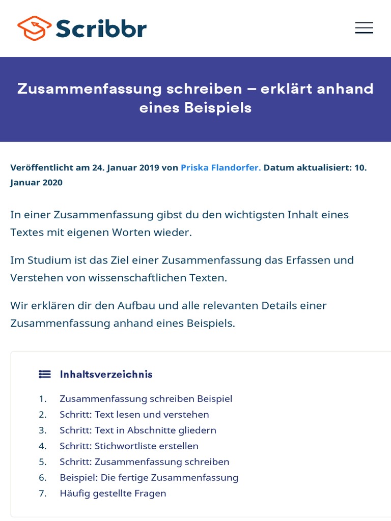 Zusammenfassung Schreiben Erklart Anhand Eines Beispiels