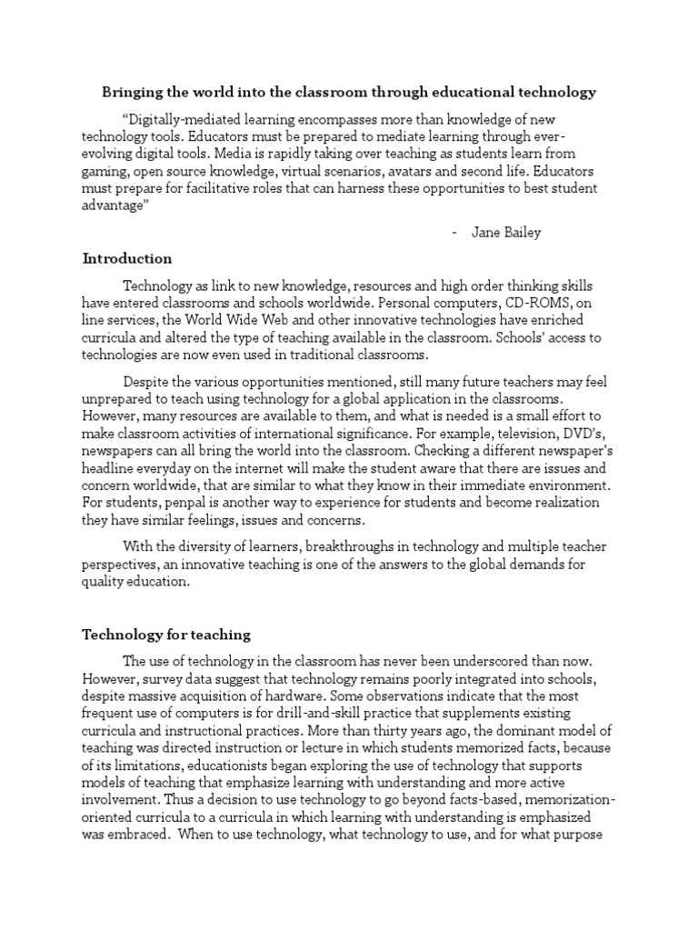 Integrating Technology in Global Education | PDF | Educational ...