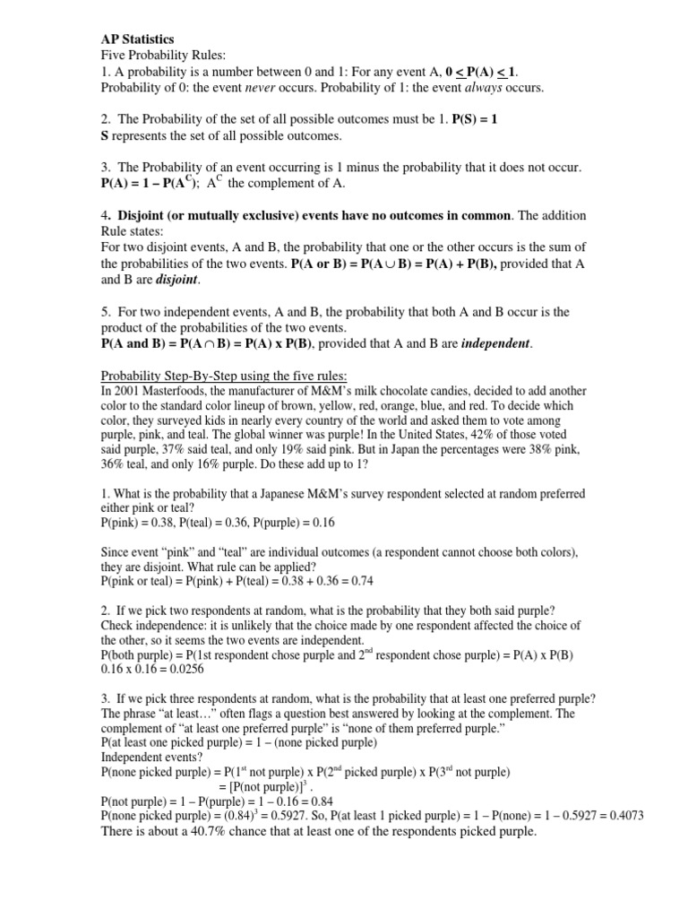 Five Key Probability Rules Explained | PDF | Opinion Poll | Probability
