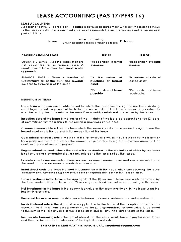 Lease Accounting PDF Lease Fair Value