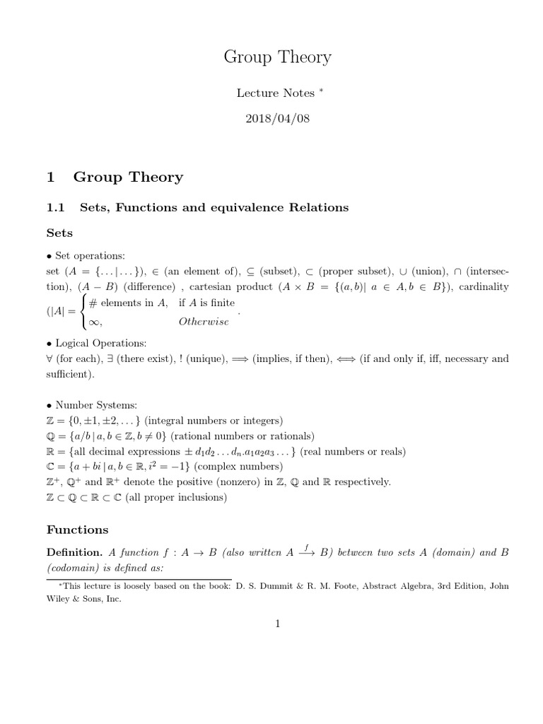 An Introduction to Group Theory Through Sets, Functions, Equivalence ...