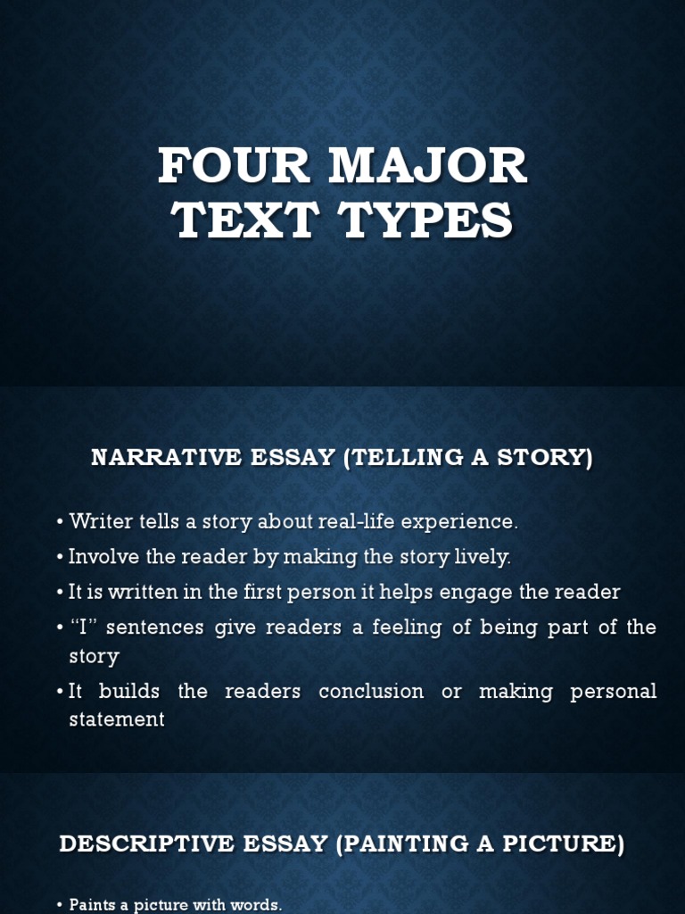 Four Major Text Types | PDF | Essays | Writers