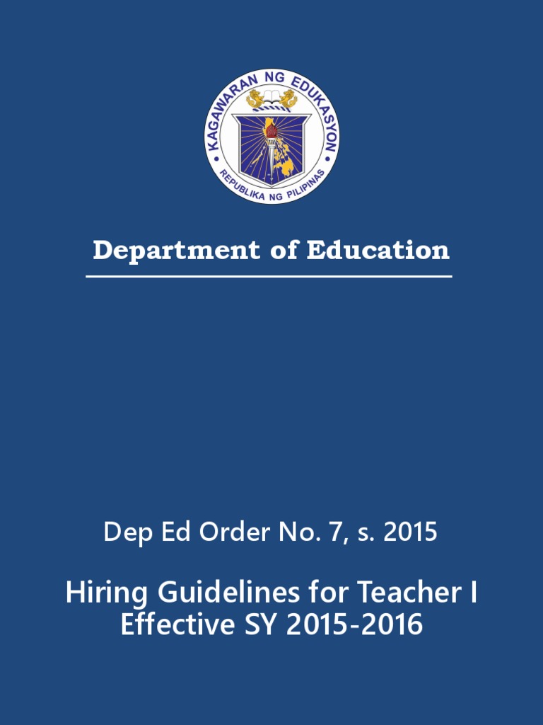 Deped Order Number 7 | PDF | Academic Degree | Bachelor's Degree
