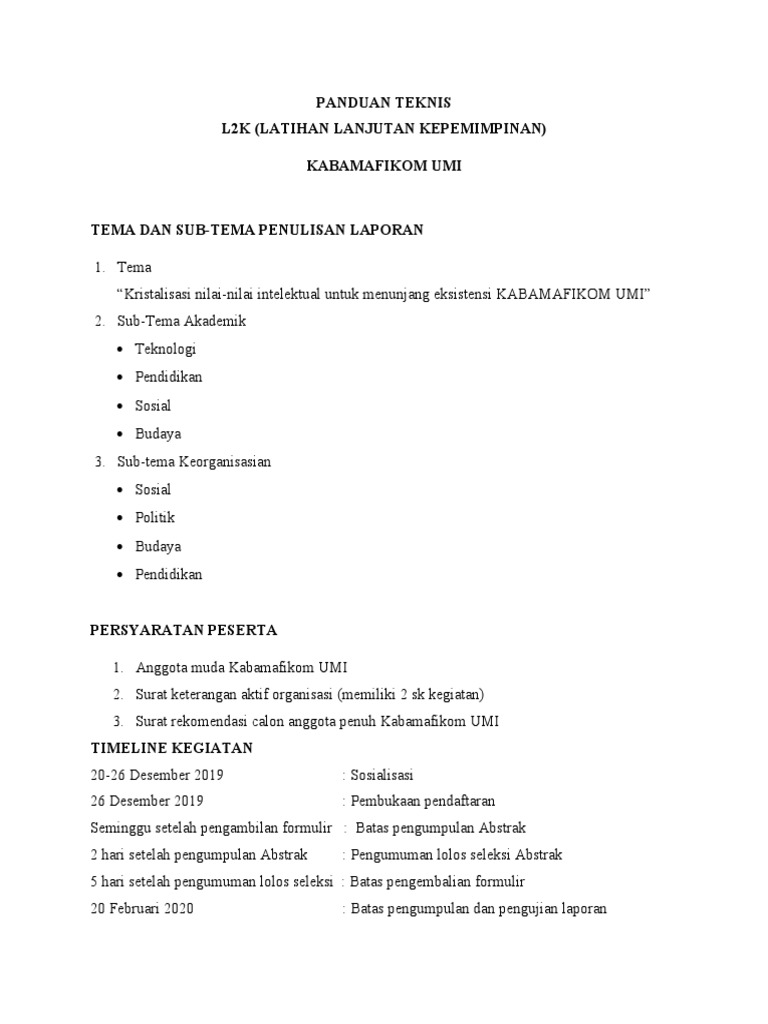Panduan L2K Kabamafikom UMI | PDF | Bisnis | Seni