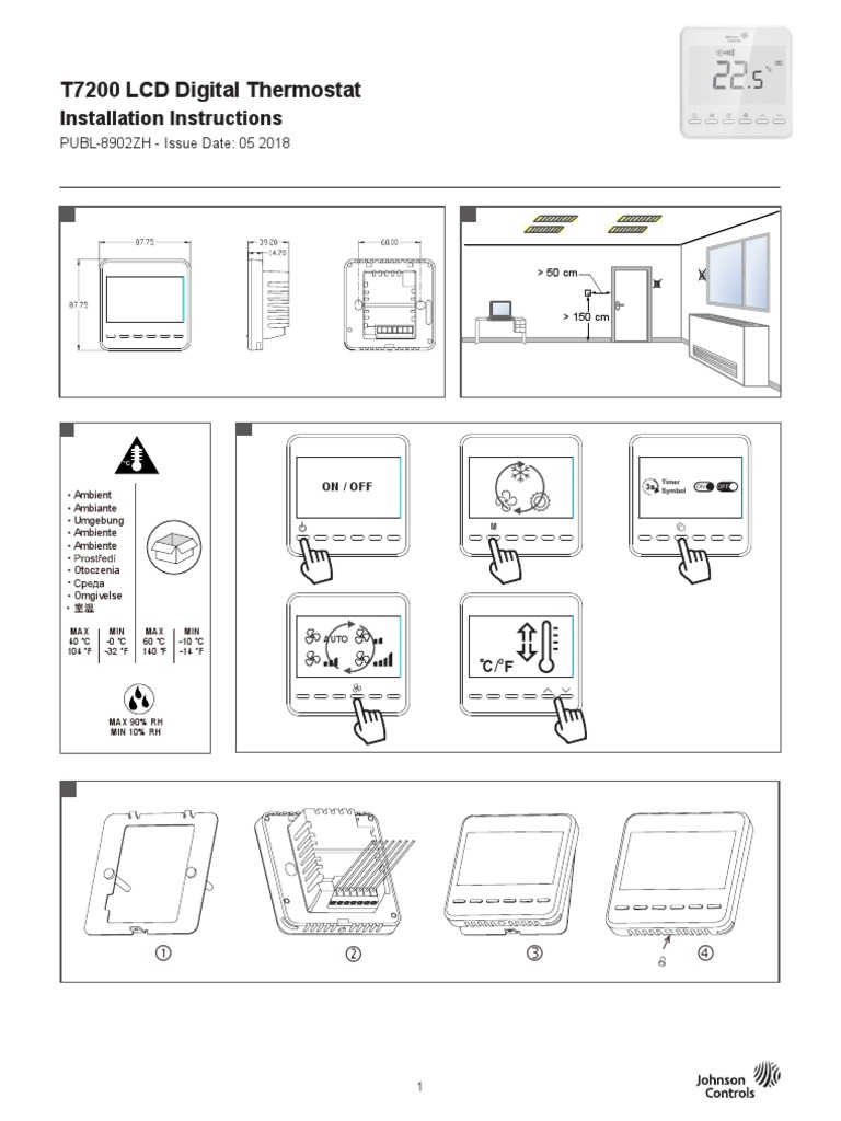 T7200 Installation Guide ZH PDF Thermostat