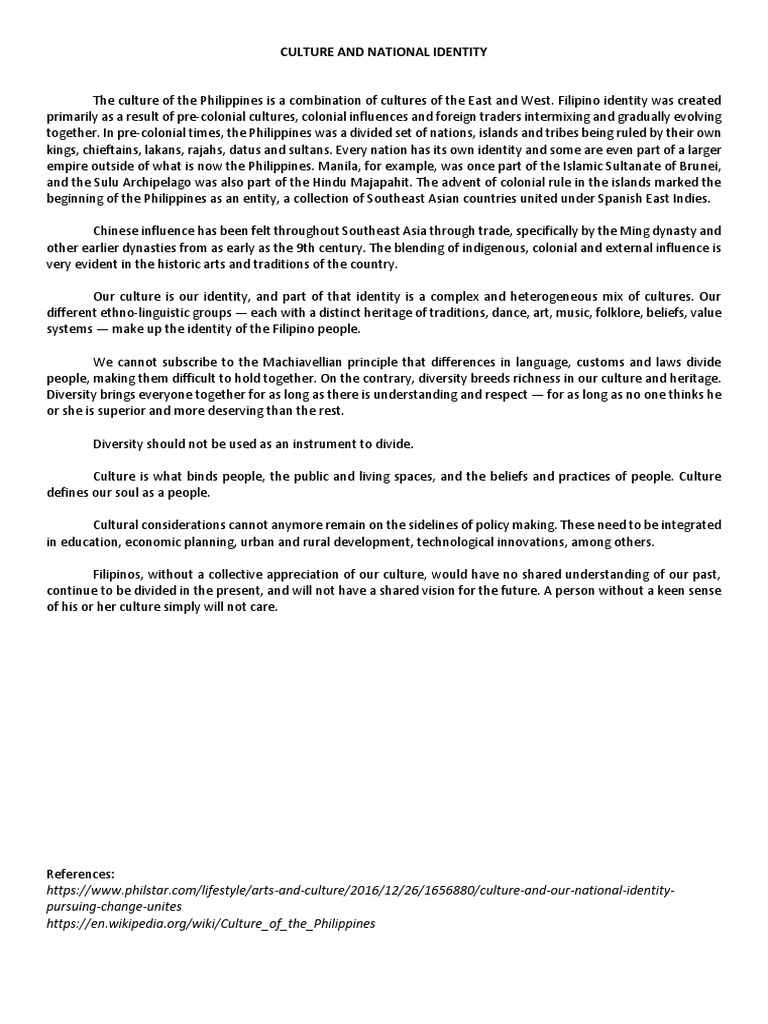 Cultural Identity in the Philippines | PDF | Philippines | Southeast Asia