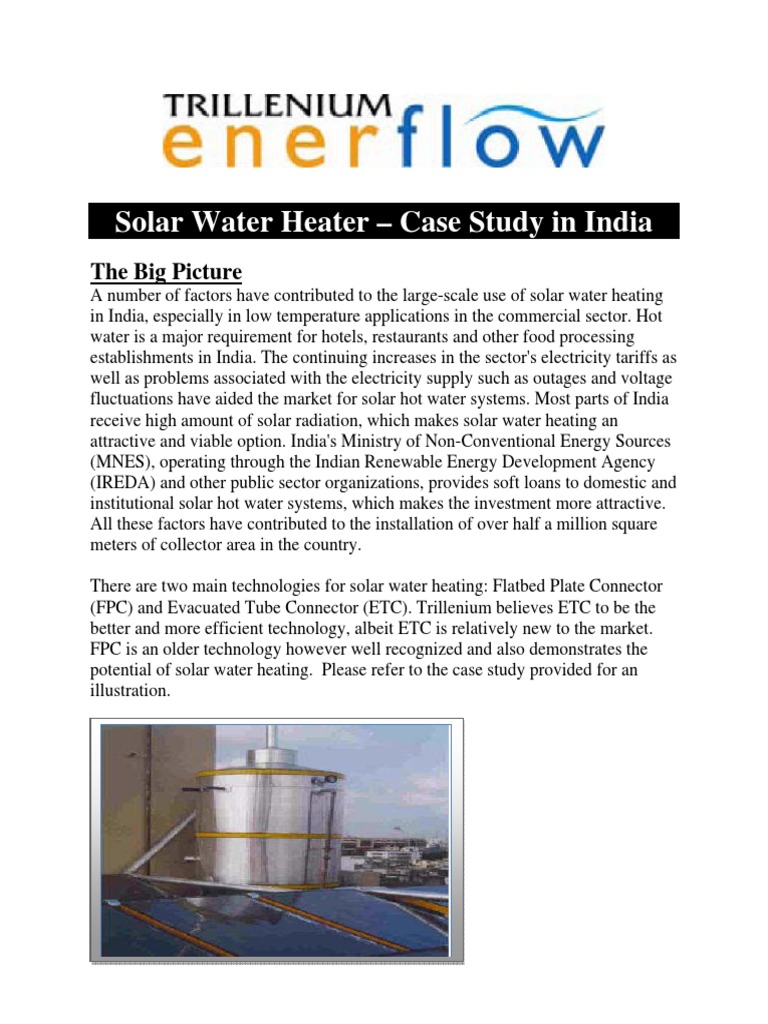 Solar Water Heating for Hotels in India | PDF | Water Heating | Power ...