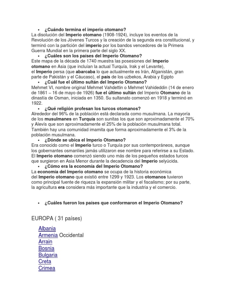 Historia y Caída del Imperio Otomano | PDF | imperio Otomano | Política ...