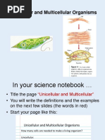 Unicellular and Multicellular Organisms 2013