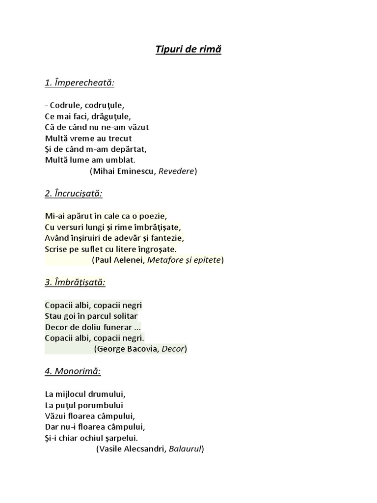Tipuri de Rimă | PDF