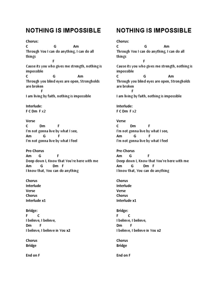 Nothing Is Impossible | Pdf | Song Structure | Musical Forms