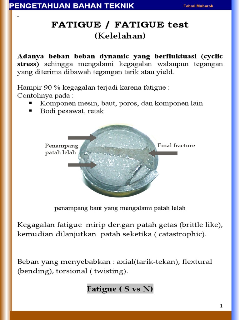Pengujian Fatigue dan Creep Material | PDF | Sains & Matematika