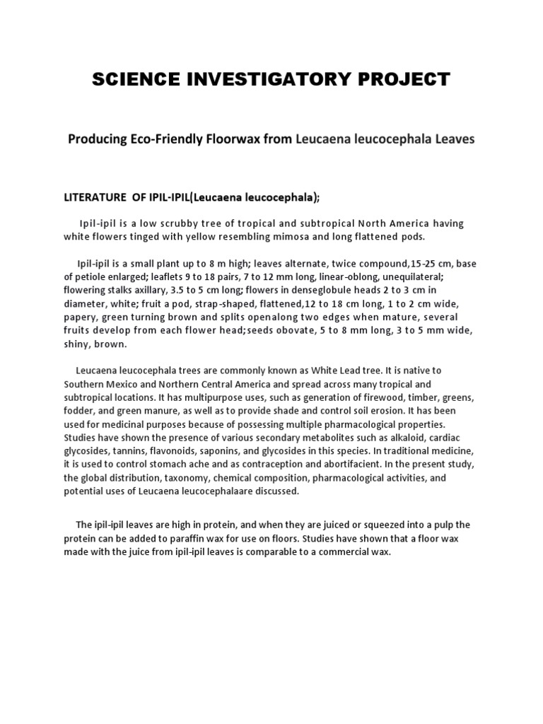 Eco-Friendly Floorwax from Ipil-ipil Leaves | PDF