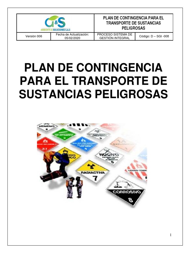 Plan de Contingencia para Transporte Peligroso | PDF | Seguridad y ...