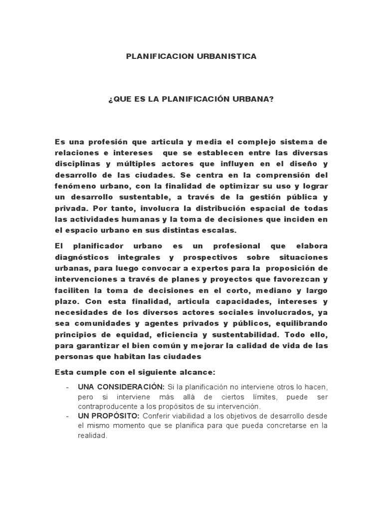 Que Es La Planificación Urbana Pdf Urbanismo Planificación