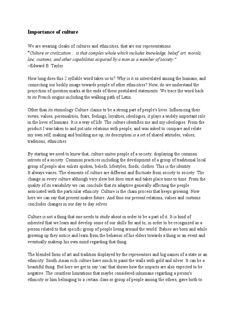 Significance of Culture in Society | PDF | Ethnic Groups | Human