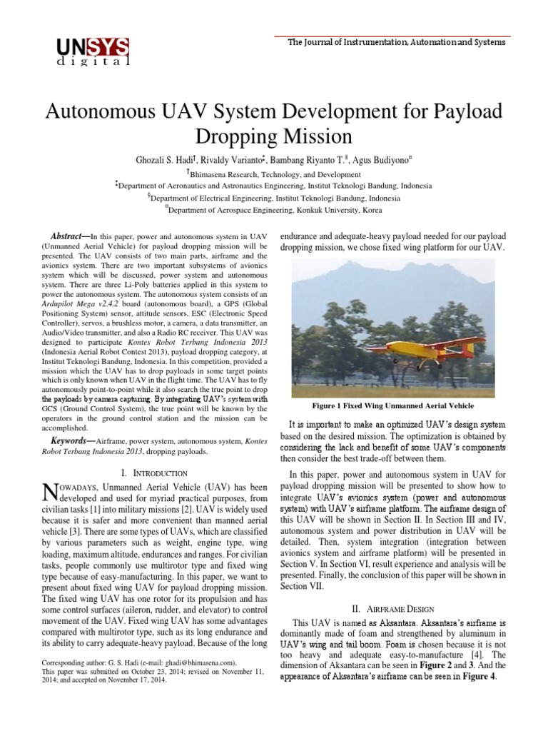 Autonomous UAV System Development For Pa PDF | PDF | Unmanned Aerial ...