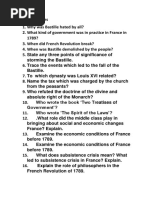 French Revolution Questions