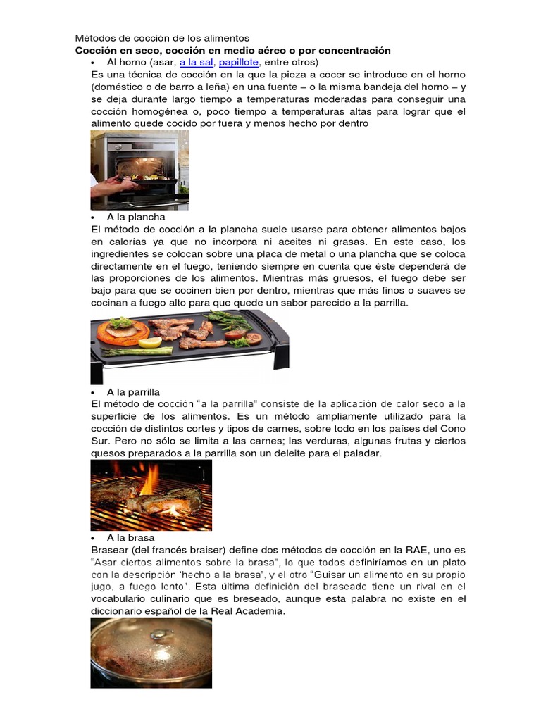 Métodos de Cocción de Alimentos | PDF | Saltear | Cocinando
