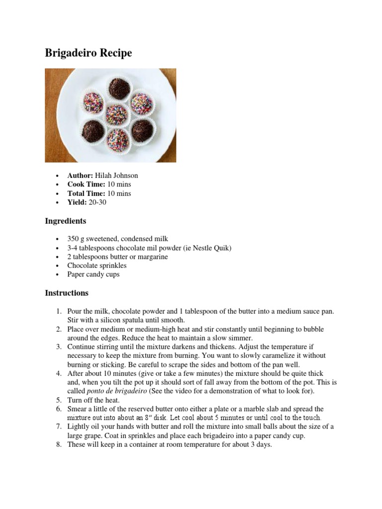 Brigadeiro Recipe Pdf