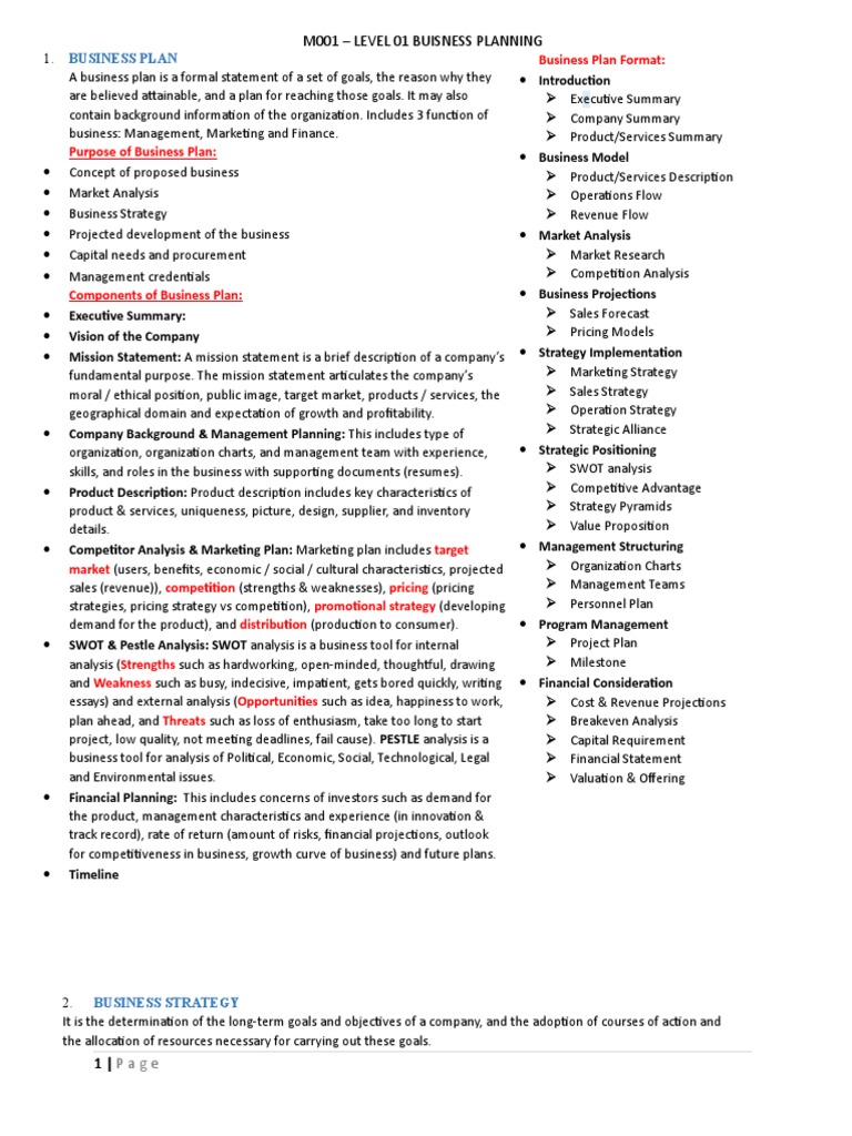M002 - Level 1 - Business Planning. | Download Free PDF | Business Plan ...