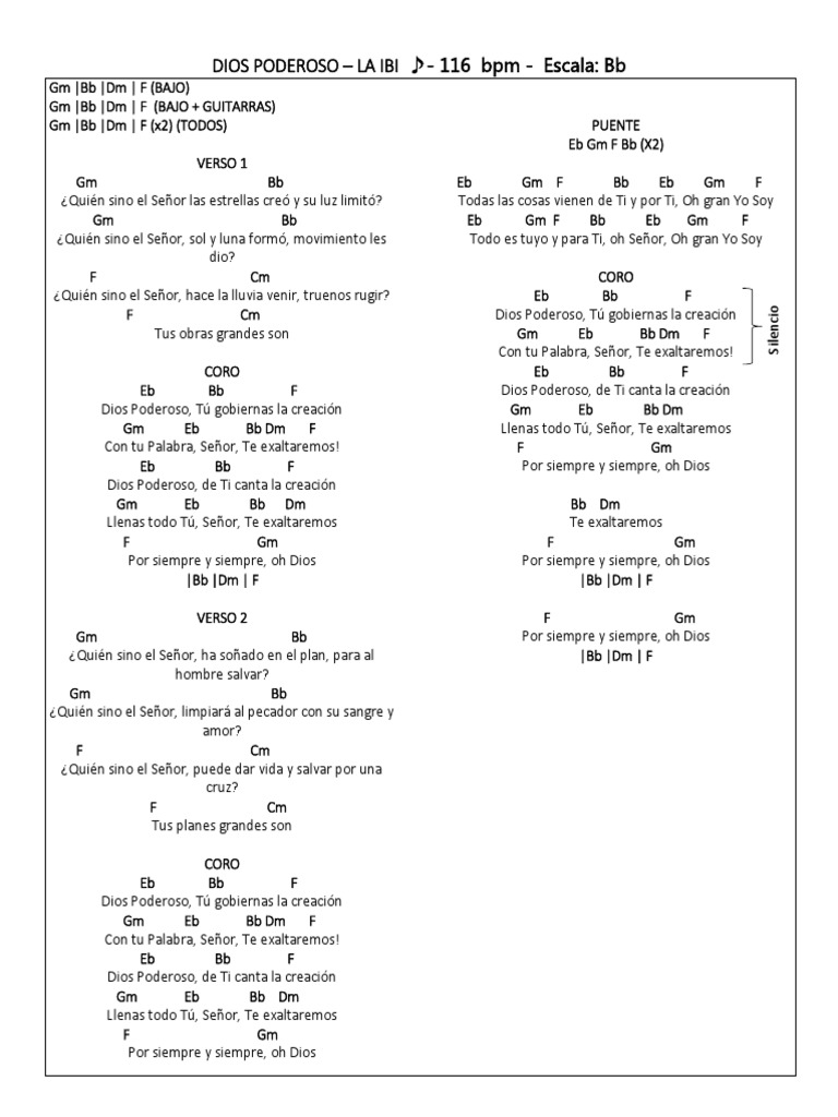 Dios Poderoso: Letra y Acordes | PDF