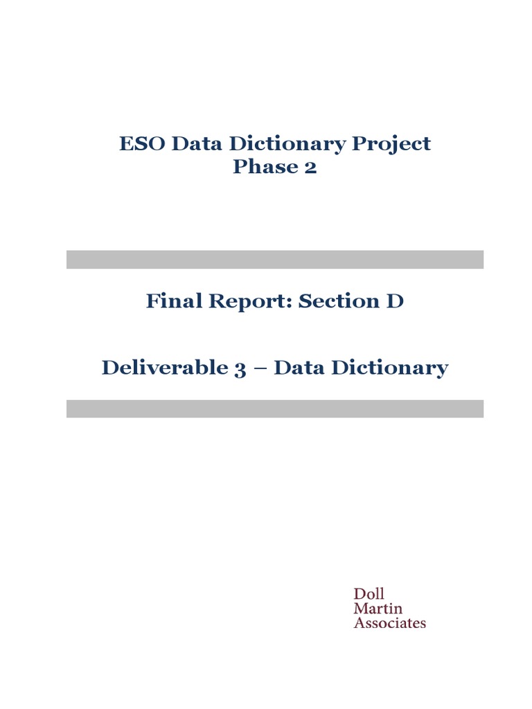 ESO Data Dictionary | PDF | Statistical Classification | File Format