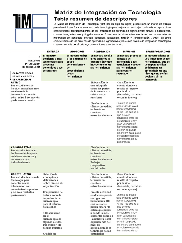 Matriz - Tim-Liliana Pérez | PDF | Biología Celular) | Cuentacuentos