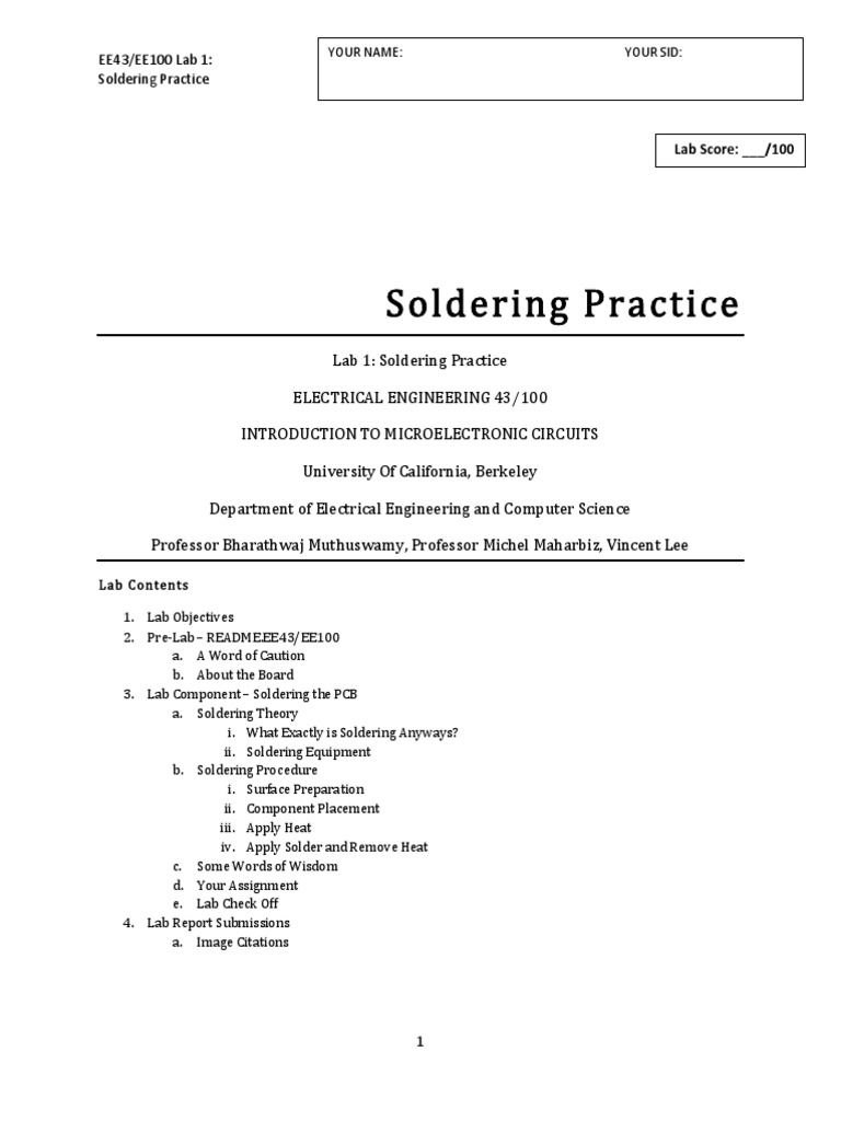 Lab 1 Soldering PCBs 2.1 PDF | PDF | Soldering | Solder