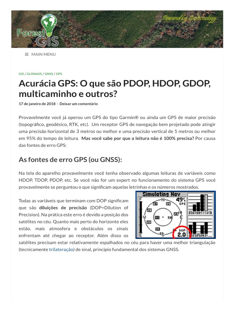 Acurácia GPS O Que São PDOP, HDOP, GDOP, Multicaminho e Outros