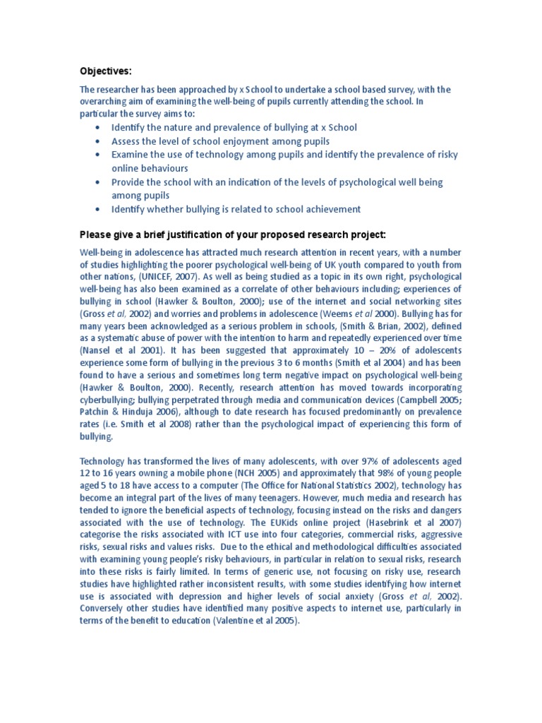 Proposal Example 4 | PDF | Risk | Bullying