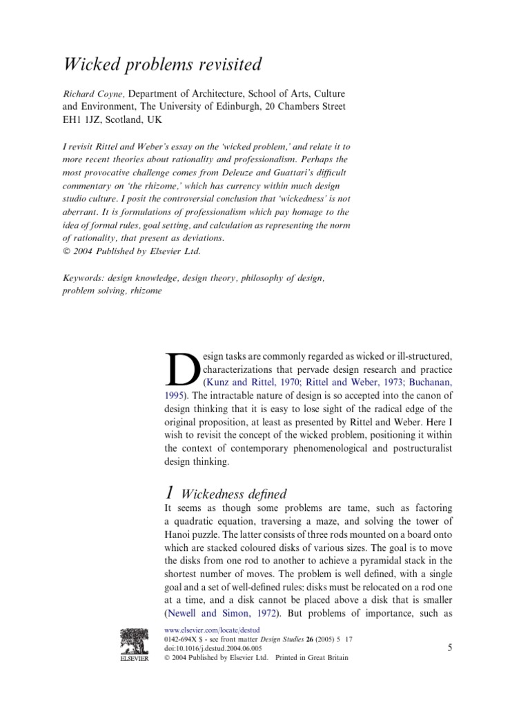 Coyne. Wicked Problems Revisited | PDF | Rationality | Scientific Method