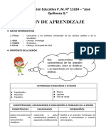 Sesion de Aprendizaje - Conocemos A Los Animales Vertebrados de Las Culturas Andinas y de La Actualidad