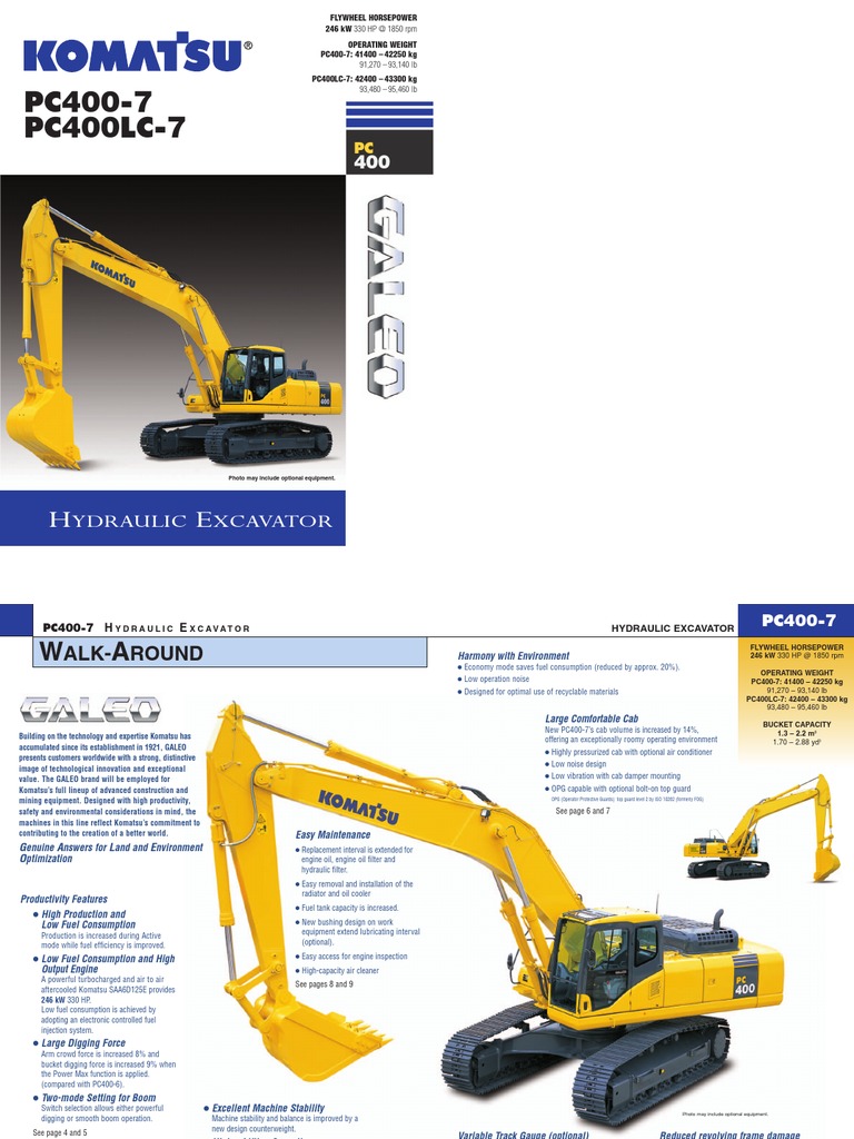 Komatsu PC400-7 Excavator Specs | PDF | Engines | Fuel Efficiency