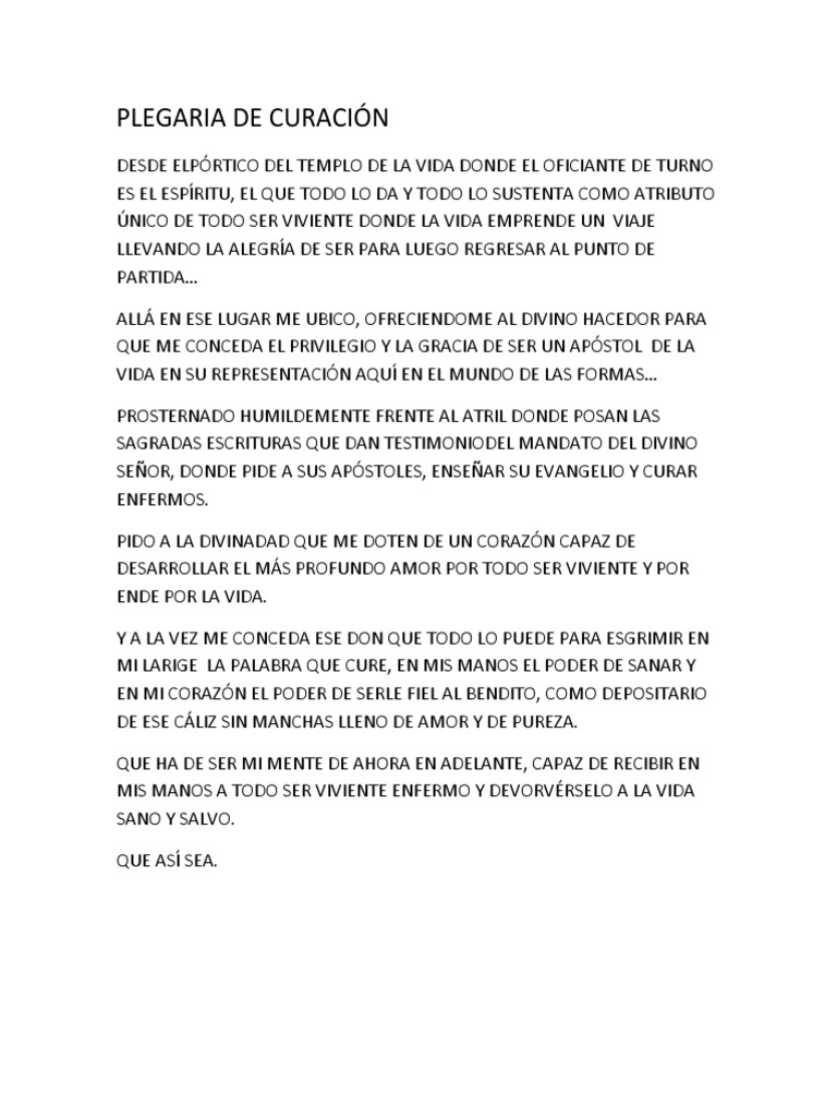 Plegaria de Curación | PDF | Filosofía | Religión y espiritualidad