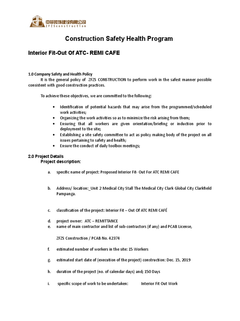 Construction Safety Health Program Template | PDF | Personal Protective ...