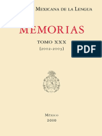 Memorias de La Academia Mexicana de La Lengua Tomo 30 2002 2003 PDF