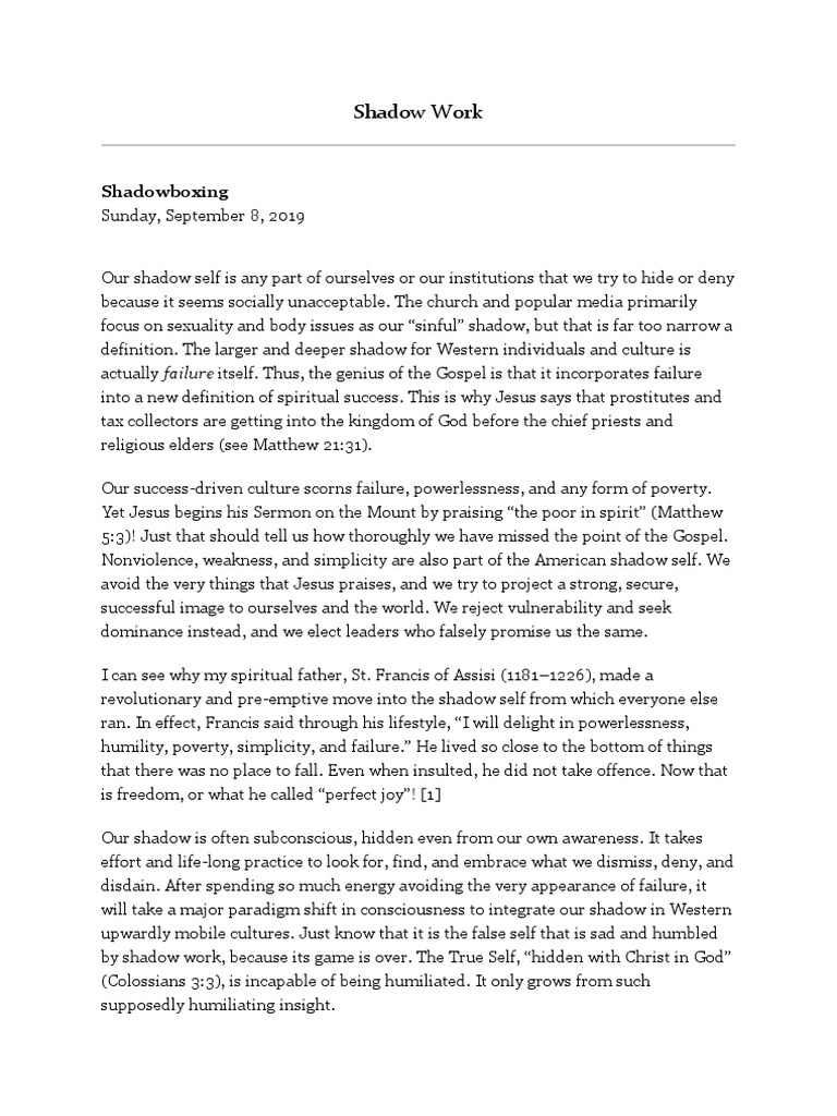 Shadow Work | PDF | Carl Jung | Analytical Psychology