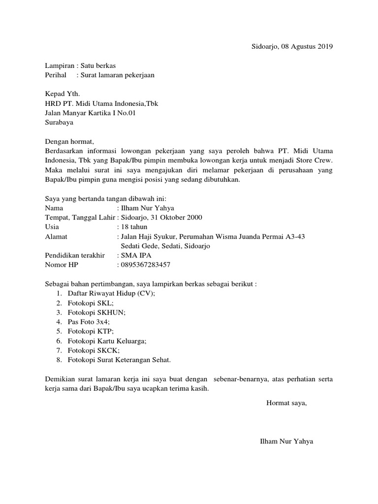 Surat Lamaran Alfamidi Docx