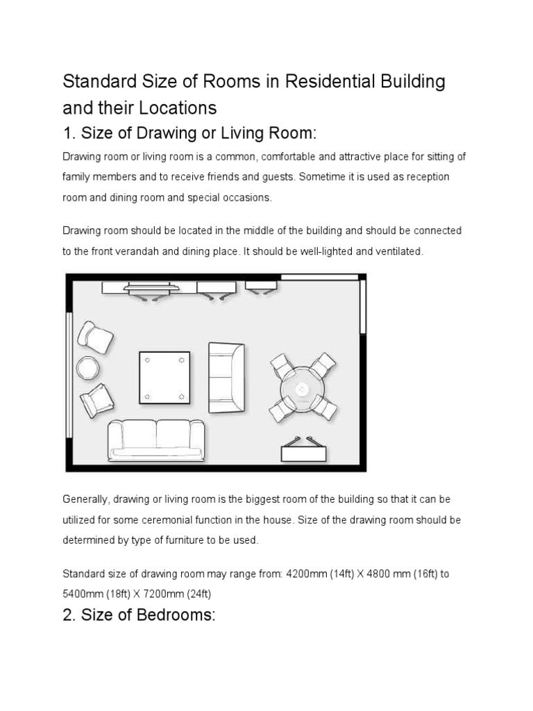 Standard Room Sizes in Residential Buildings | PDF | Room | Bedroom